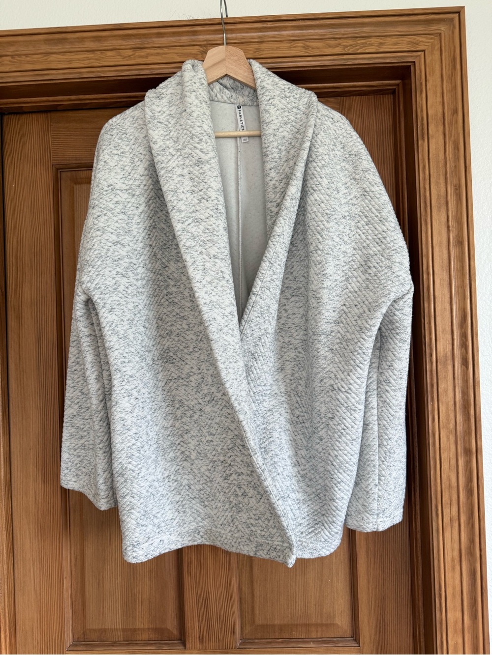 Fabletics Light Heather Gray Shawl-Collar Open Cardigan